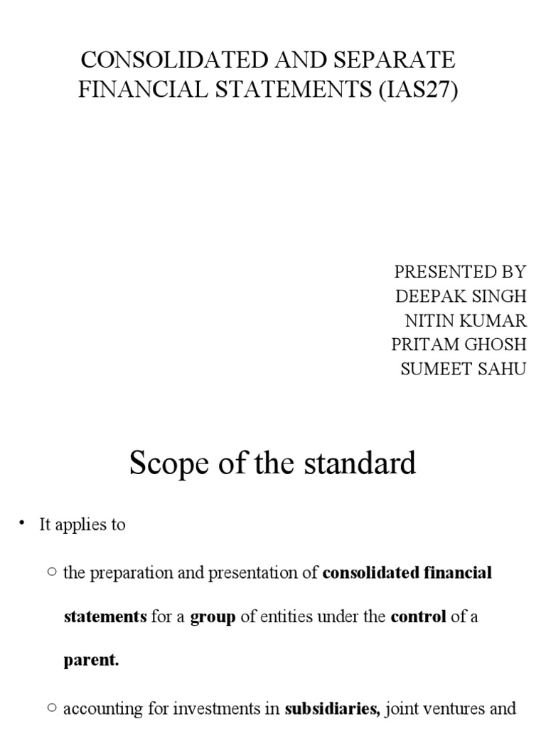 IAS 27: Consolidated Financial Statements | PDF | Financial Statement ...