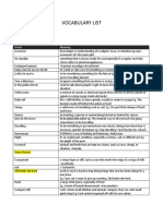 Vocabulary List Unit 3: Highlighted Words