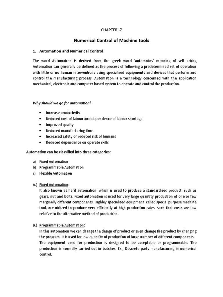 CHAPTER 7 CNC | PDF | Numerical Control | Automation
