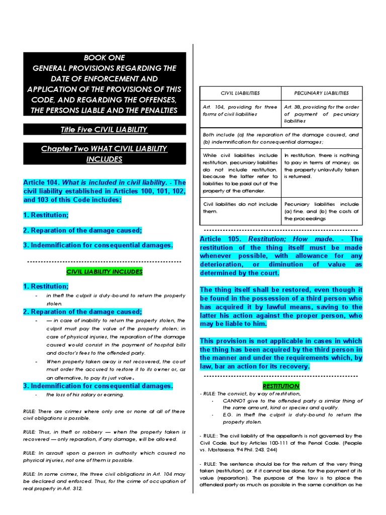 Understanding Civil Liability in Law | PDF | Damages | Indemnity