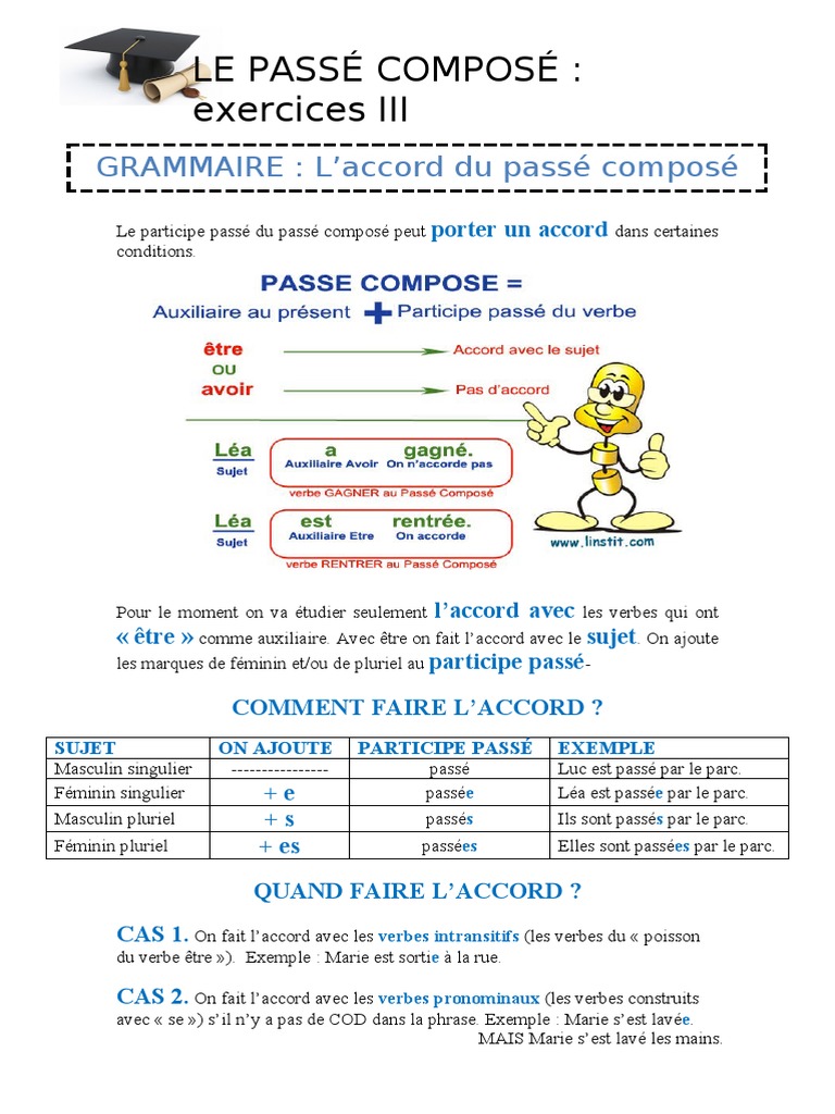 Exemple De Phrase Au Passé Composé Passé Composé VI L'accord 4º ESO | PDF