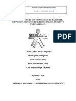 Determinación de Las Tecnologías de Hardware, Software y Servicios Requeridos para El Proyecto en Desarrollo