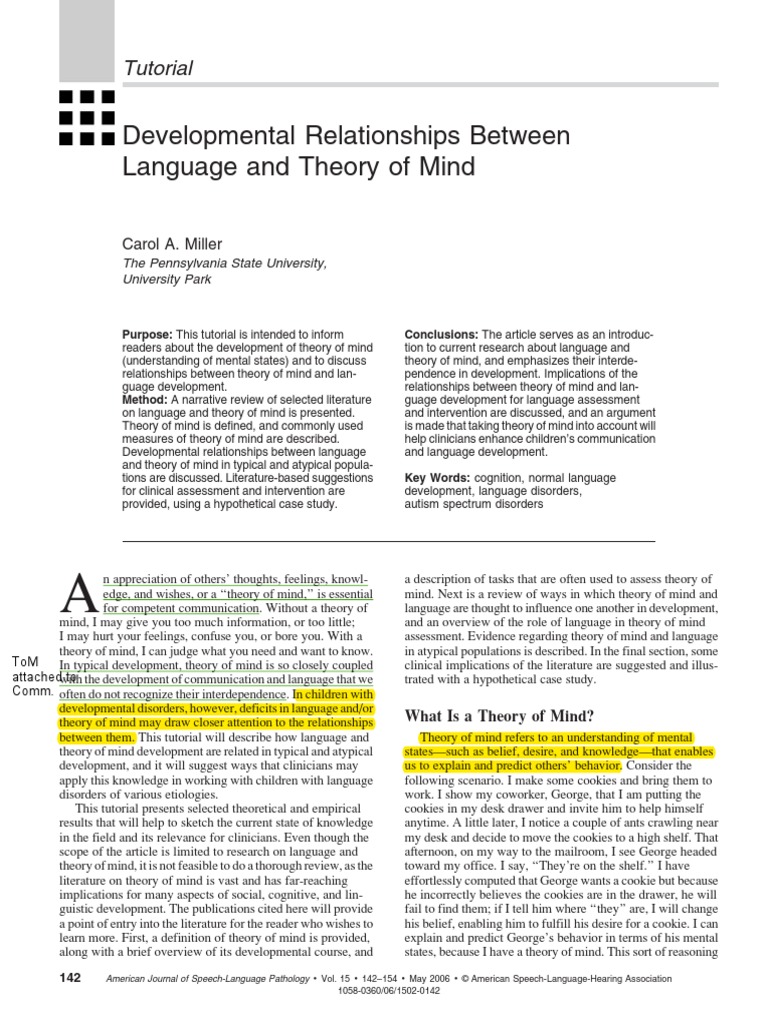 Language and Theory of Mind Development | PDF | Theory Of Mind | Mind