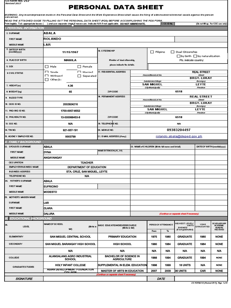 Personal Data Sheet Template | PDF | Crime & Violence | Crime Thriller
