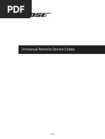 Universal Remote Device Codes