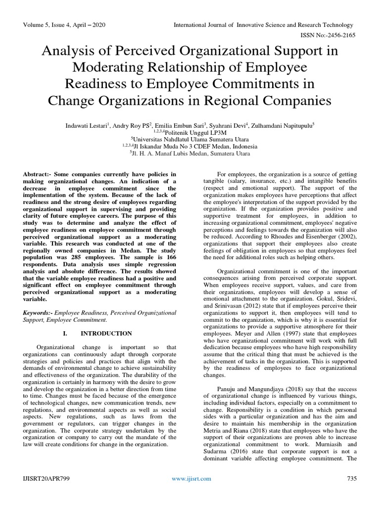 Analysis of Perceived Organizational Support | PDF | Applied Psychology ...