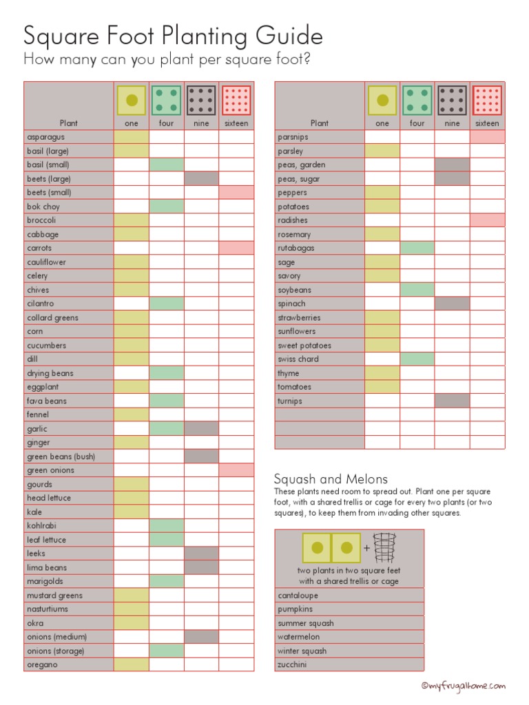Square Foot Planting Guide How Many Can You Plant Per Square Foot? PDF Agronomy Vegetables