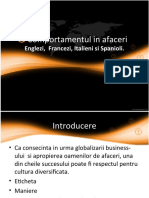 Comportamentul in Afaceri - Englezi, Francezi, Italieni Si Spanioli