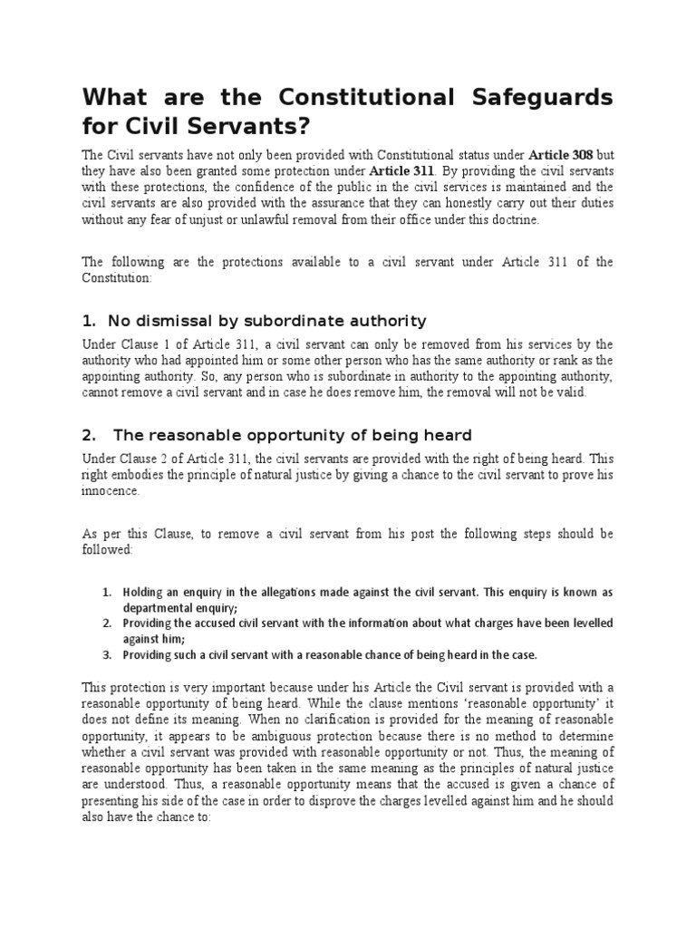 Constitutional Protections Civil Servant PDF Presidents Of The