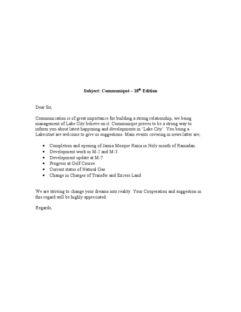 Lake City Communiqué - 18th Edition Updates | PDF