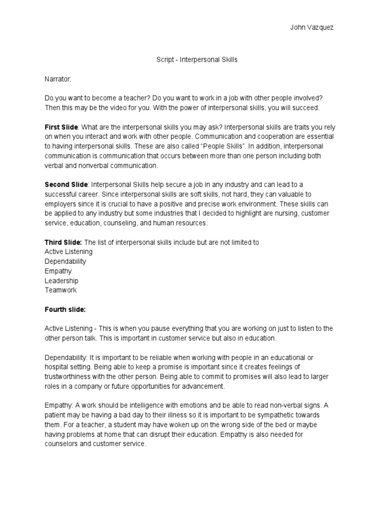 Script For Video Project | PDF | Social Skills | Empathy