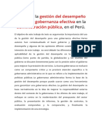 El Uso de La Gestión Del Desempeño para Una Gobernanza Efectiva en La Administración Pública