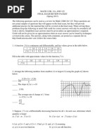 F T Is Continuous and Differentiable, and Has Values Given in The Table Below. T FT FT T FT