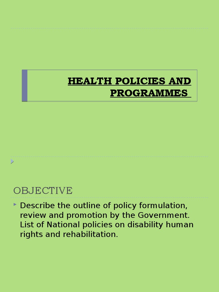 Health Policies and Legislation | PDF | Disability | Policy