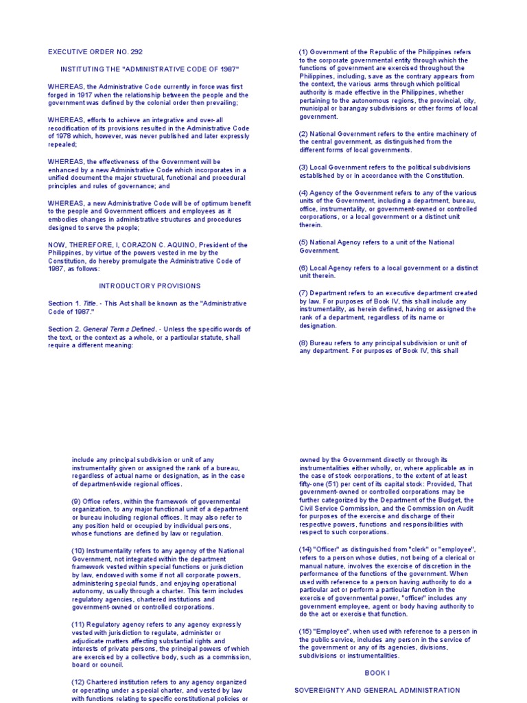 Administrative Code of 1987 Overview | PDF | Constitutional Amendment ...