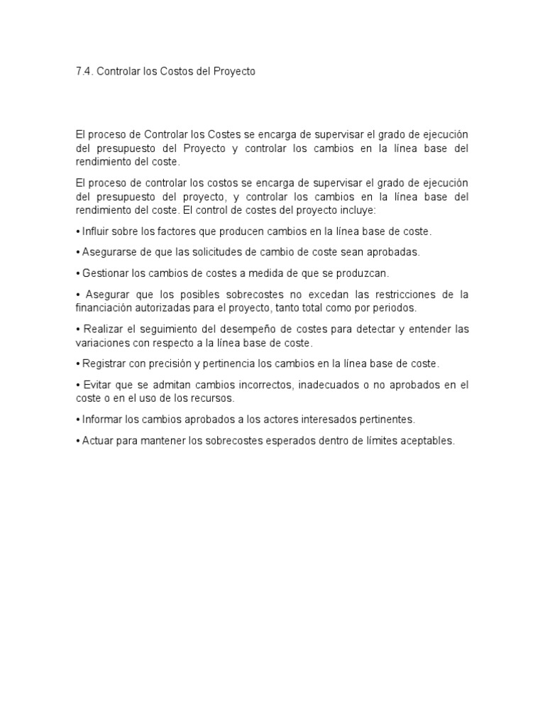 Control de Costos en Proyectos | PDF