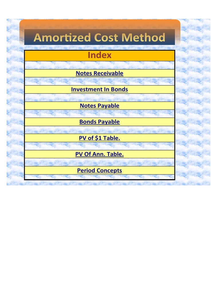 Amortized Cost Method PDF Bonds (Finance) Present Value