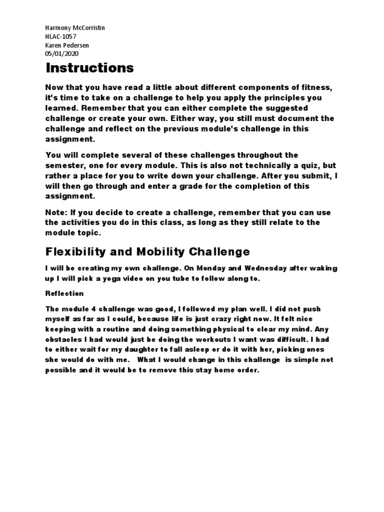 Flexibility and Mobility Fitness Challenge | PDF | Self-Improvement