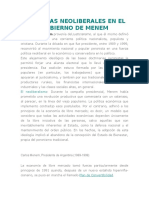 Reformas Neoliberales en El Gobierno de Menem