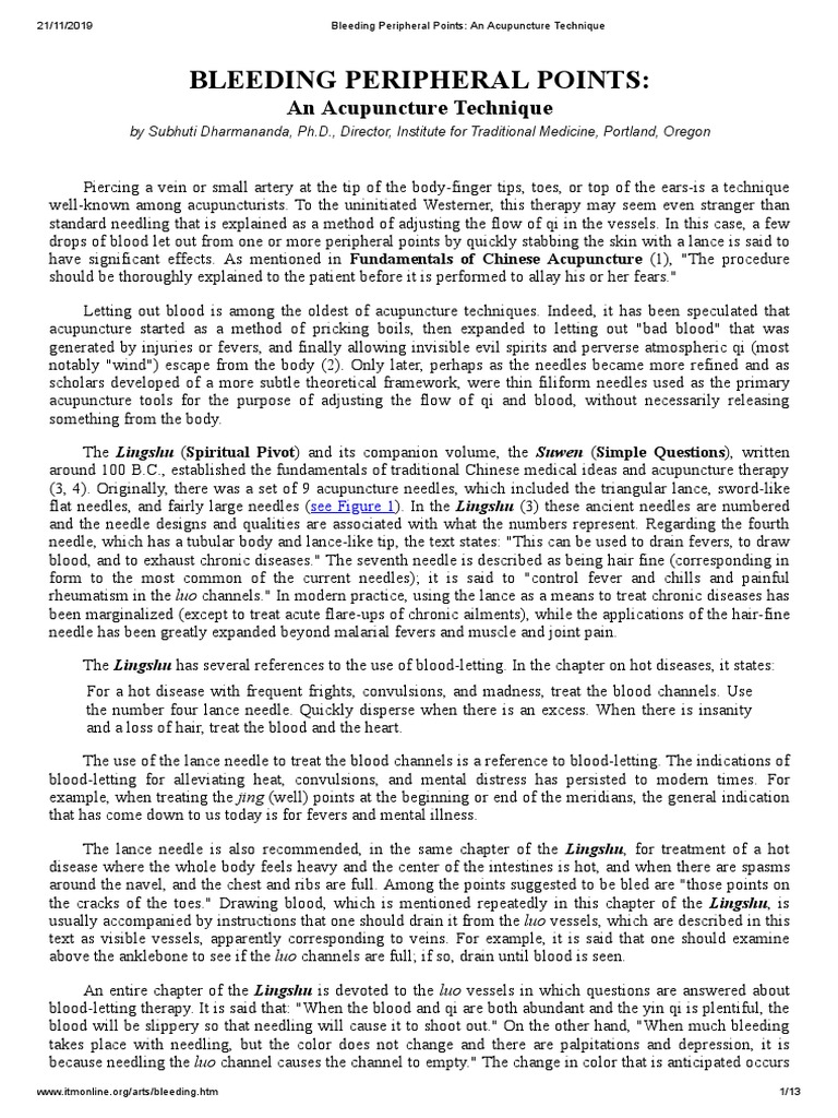 Bleeding Peripheral Points An Acupuncture Technique PDF