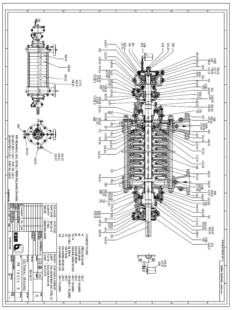 CROSS SECTIONAL Drawing of Boiler Feed Pump PDF | PDF