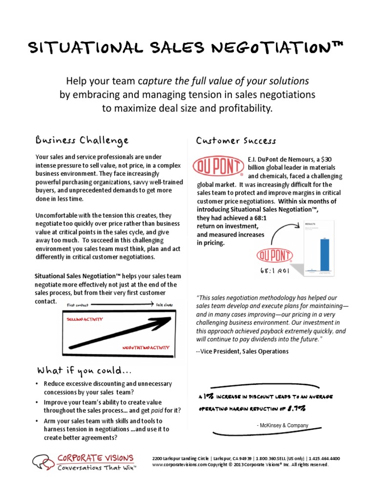 Situational Sales Negotiation Solution Brief | PDF | Sales | Negotiation