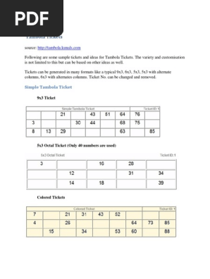 custom tambola housie tickets pdf