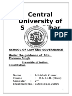 Central University of South Bihar: School of Law and Governance Under The Guidance of Mrs. Poonam Singh