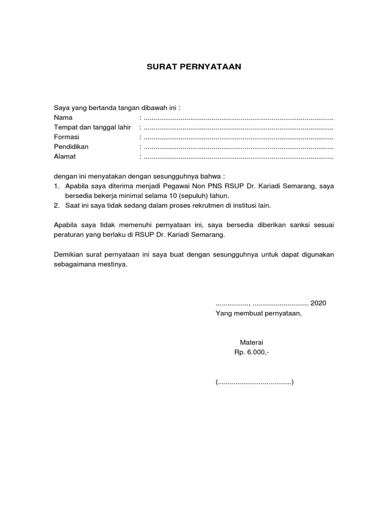 Contoh Format Surat Pernyataan PDF | PDF