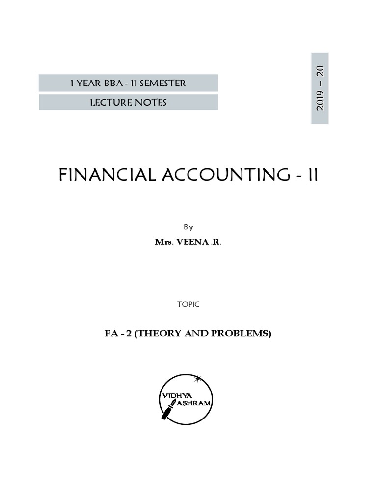 Bba - Fa Ii - Notes - Ii Sem PDF | PDF | Goodwill (Accounting ...