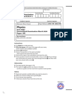 Physics: Unit: 4PH1 Second Mock Examination-March 2020 Paper: 1PR