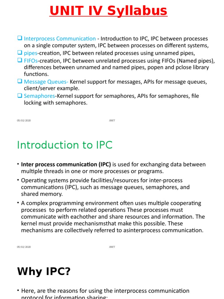 Interprocess Communication Pipes Fifos Message Queues Semaphores