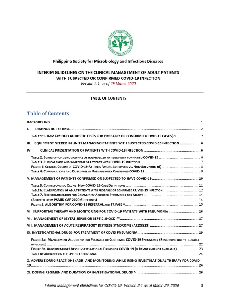 CAP 2020 COVID-19 Management Guidelines | PDF | Pneumonia | Sepsis