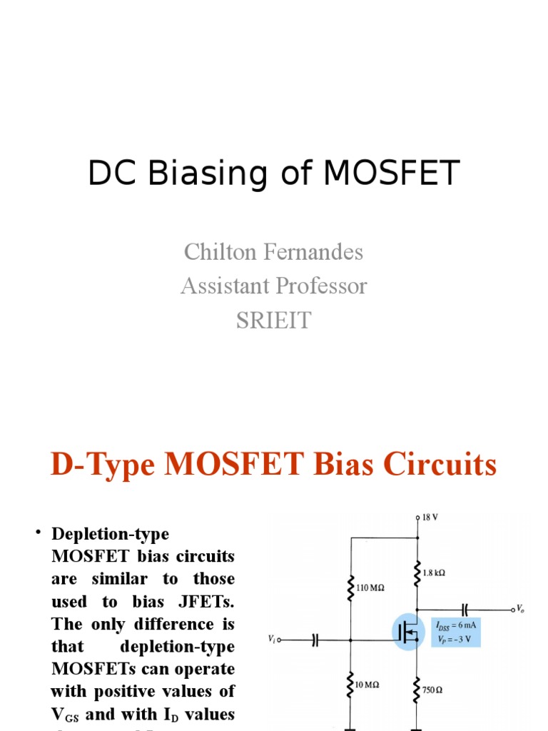 DC Biasing of MOSFET PDF Field Effect Transistor Electrical Equipment
