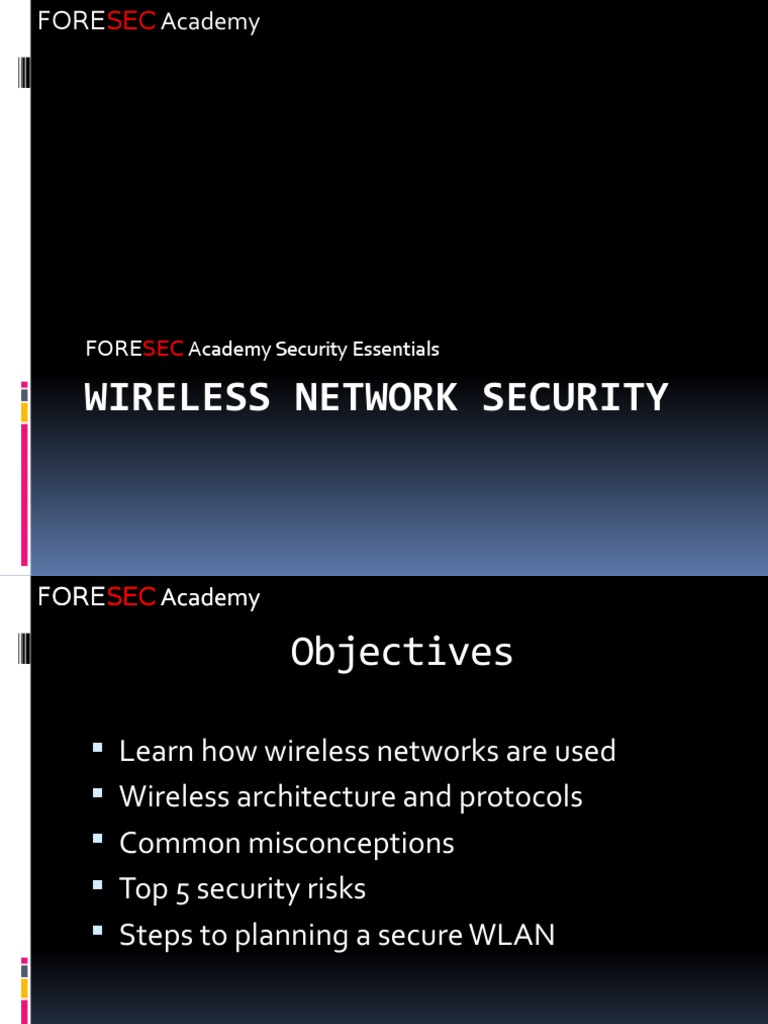 Wireless Network Security: Fore Academy Security Essentials | PDF ...