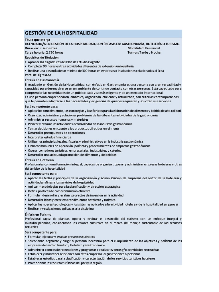 Gestión de La Hospitalidad PDF | PDF | Hotel | Turismo