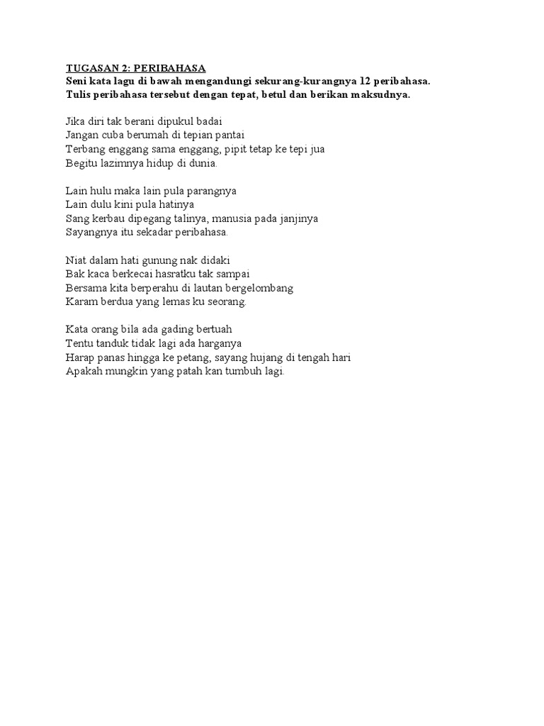 Lagu Sekadar Peribahasa Pdf