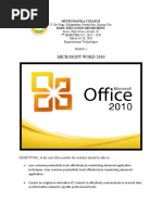 Microsoft Word 2010: U-Site Brgy. Kaligayahan, Novaliches, Quezon City