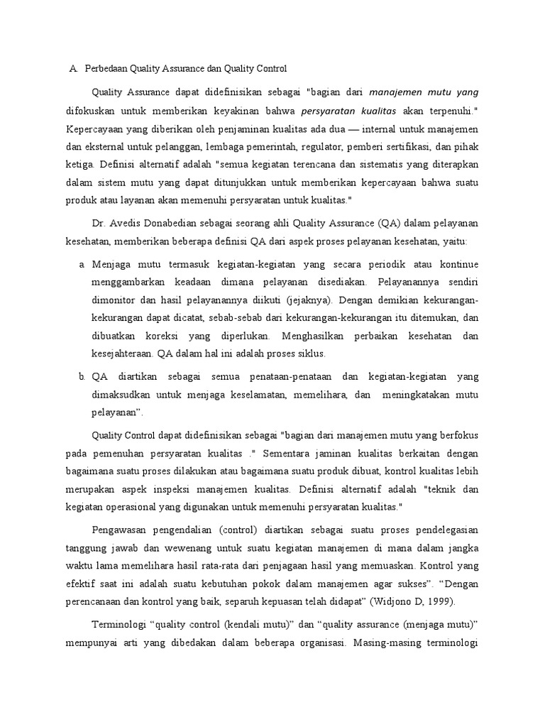 Perbedaan Quality Assurance Dan Quality Control Pdf