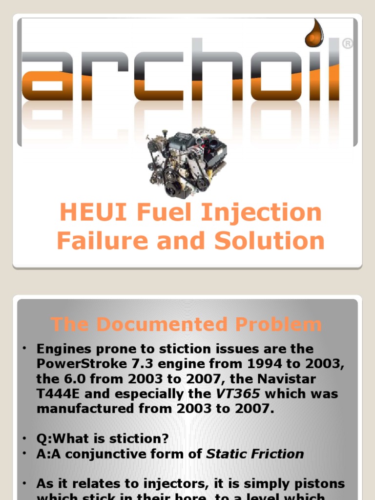 HEUI Injector Stiction Solutions | PDF | Fuel Injection | Motor Oil