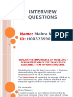 Interview Questions: Name: ID