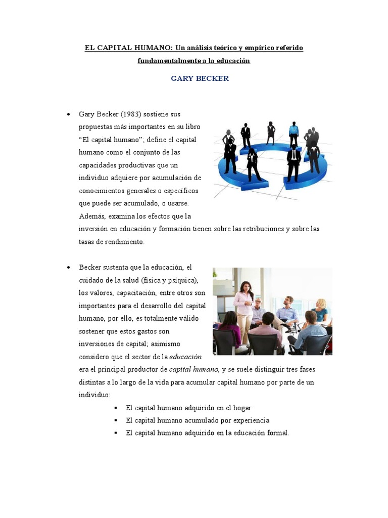 Capital Humano-Becker | PDF | Capital humano | Capital (economía)
