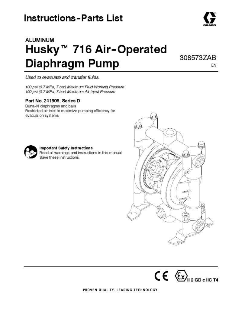 Husky 715 Diaphragm Pump Instructions Partslist PDF Pump Valve