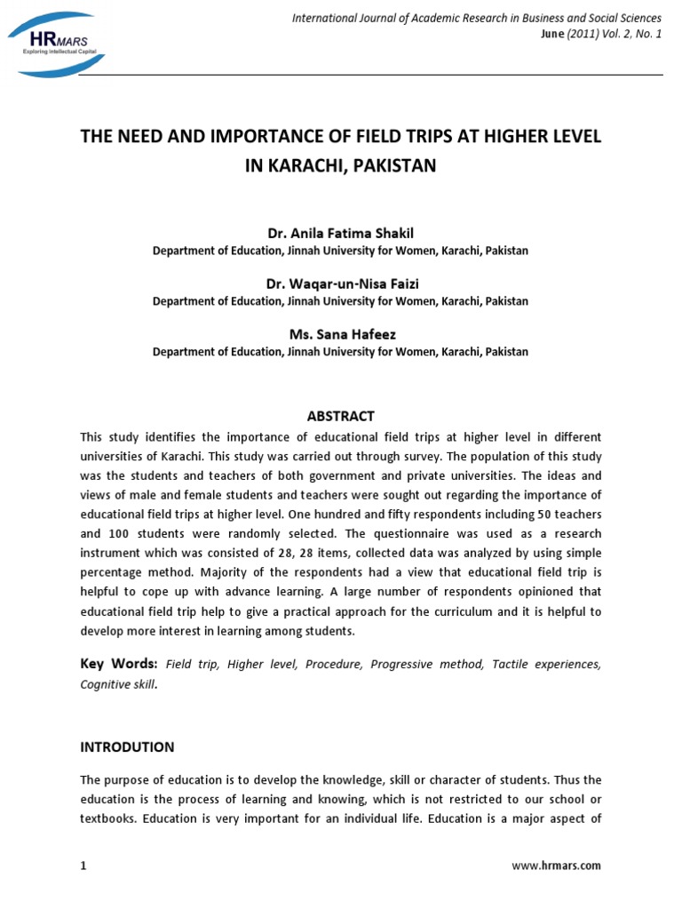 Importance Of Field Trips Pdf