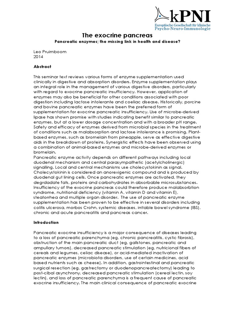 Exocrine Pancreatic Insufficiency Insights | PDF | Pancreas | Digestion