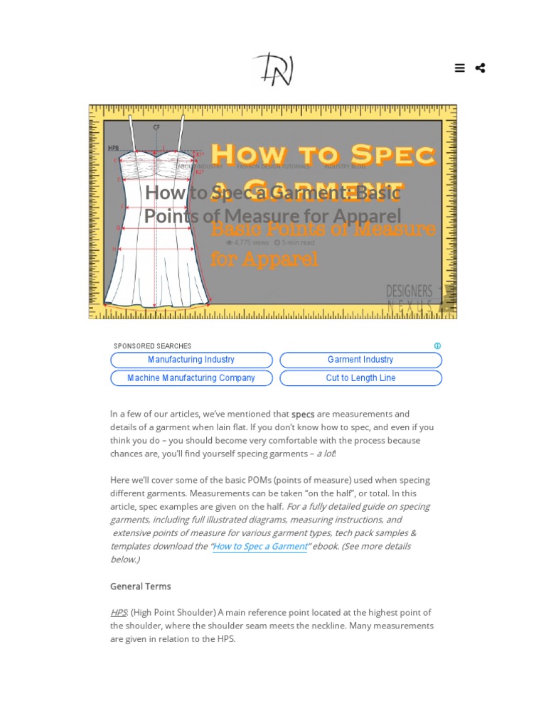 How To Spec A Garment PDF PDF Seam (Sewing) Human Appearance