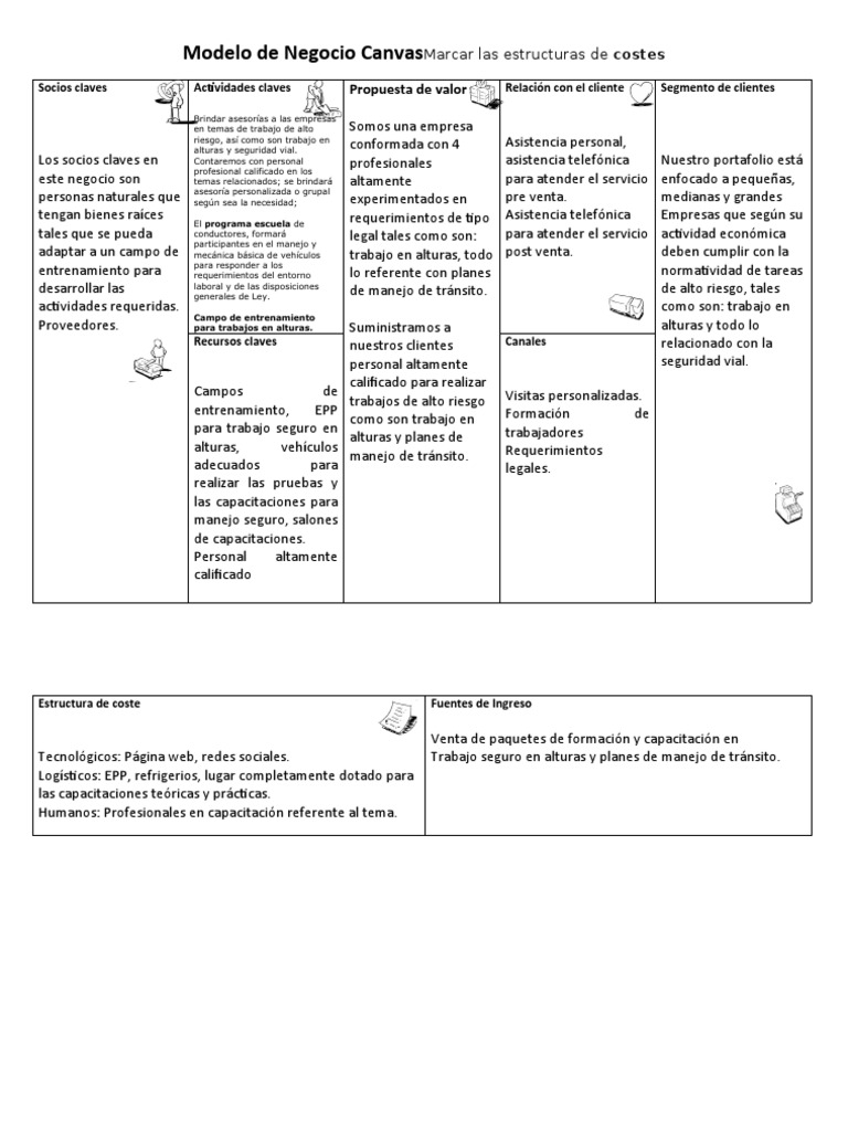 Modelo Canvas Plantilla Word | PDF | Seguridad vial | Economias