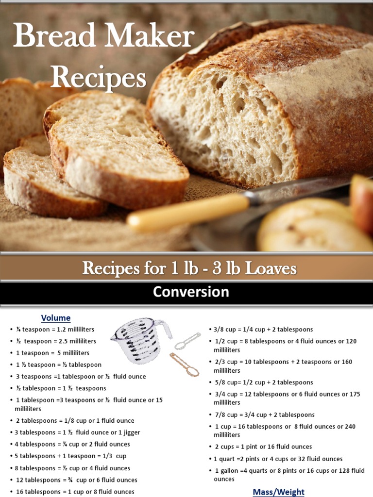 Bread Maker Recipes for 1-3 lb Loaves | PDF | Breads | Baker's Yeast