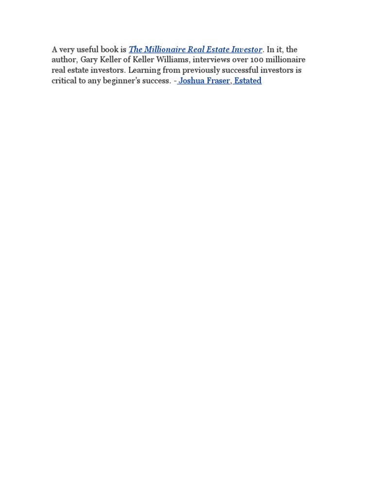 The Millionaire Real Estate Investor PDF