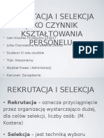 Rekrytacja I Selekcja Jako Czynnik Kształtowania Personelu